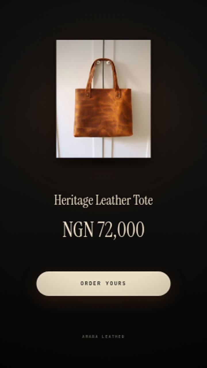 A CatalogFlow video for a leather bag, luxury style